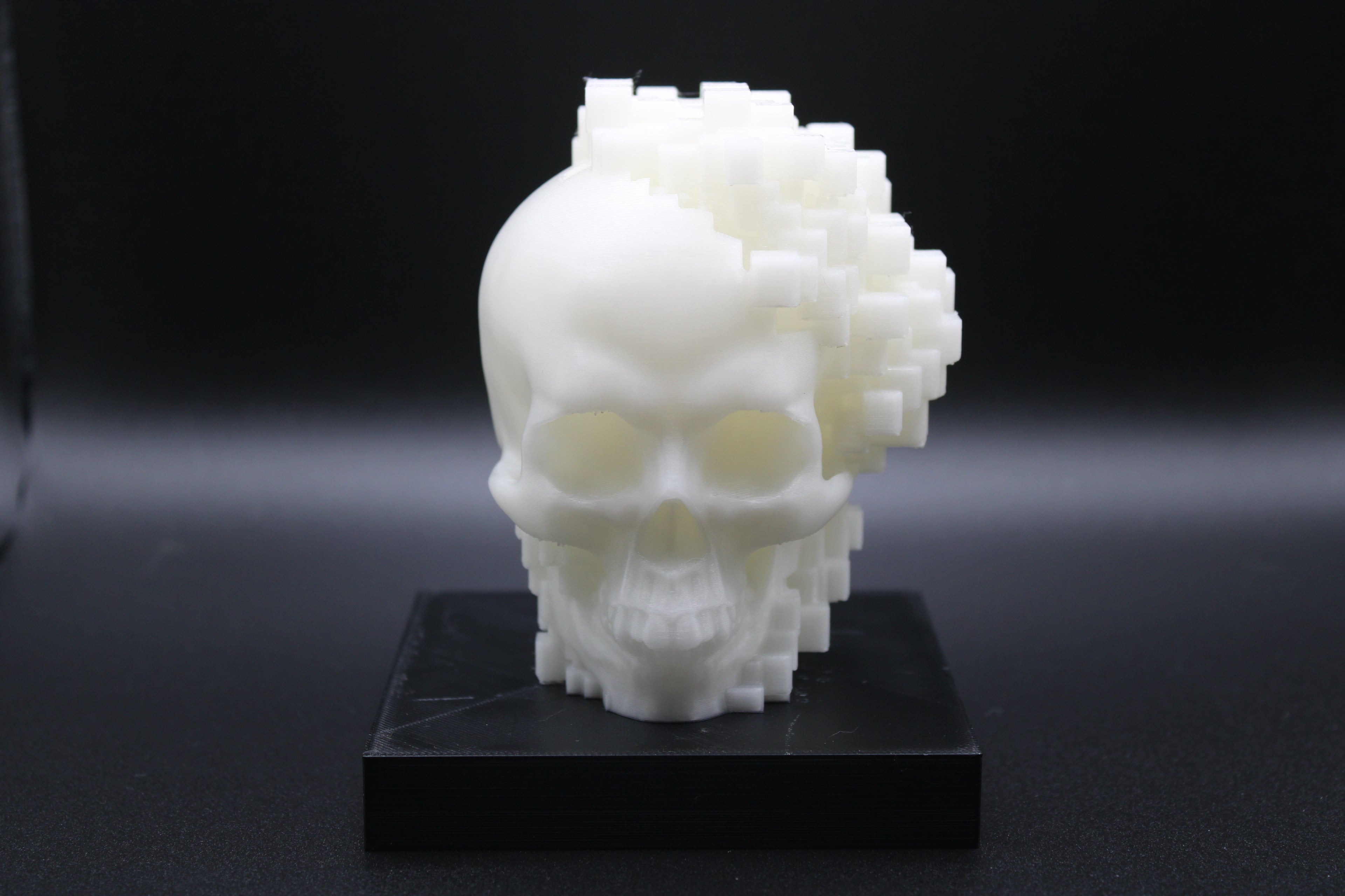 Pixelated Skull Sculpture - Glow in the Dark
