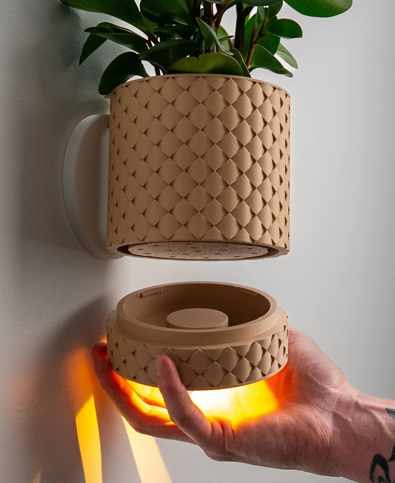 Wall Light Planter - Quilted