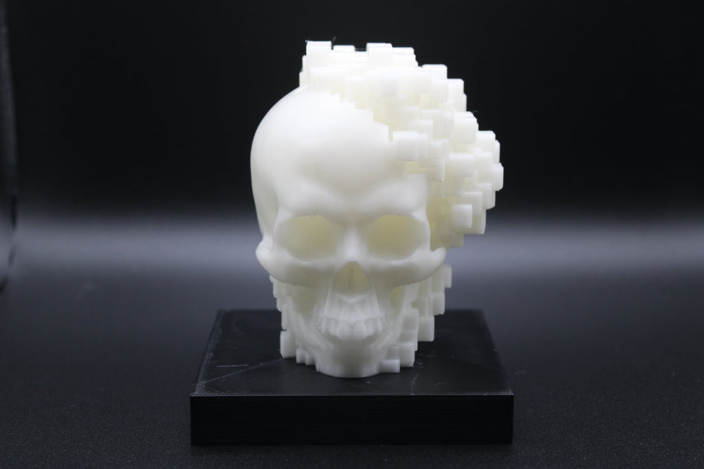 Pixelated Skull Sculpture - Glow in the Dark
