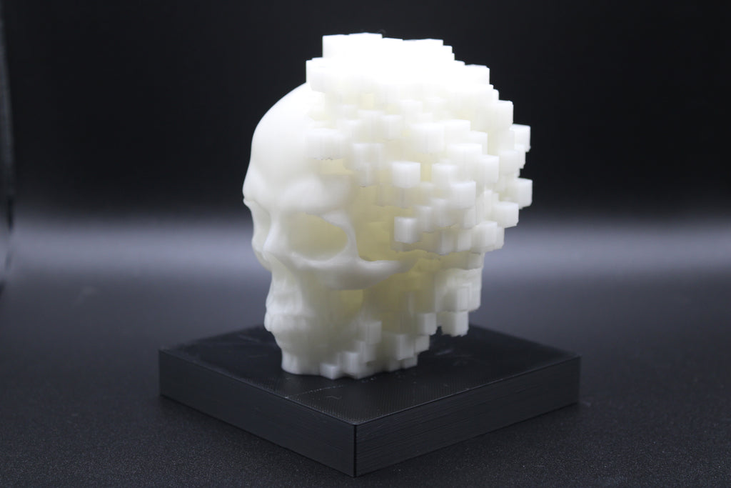 Pixelated Skull Sculpture - Glow in the Dark