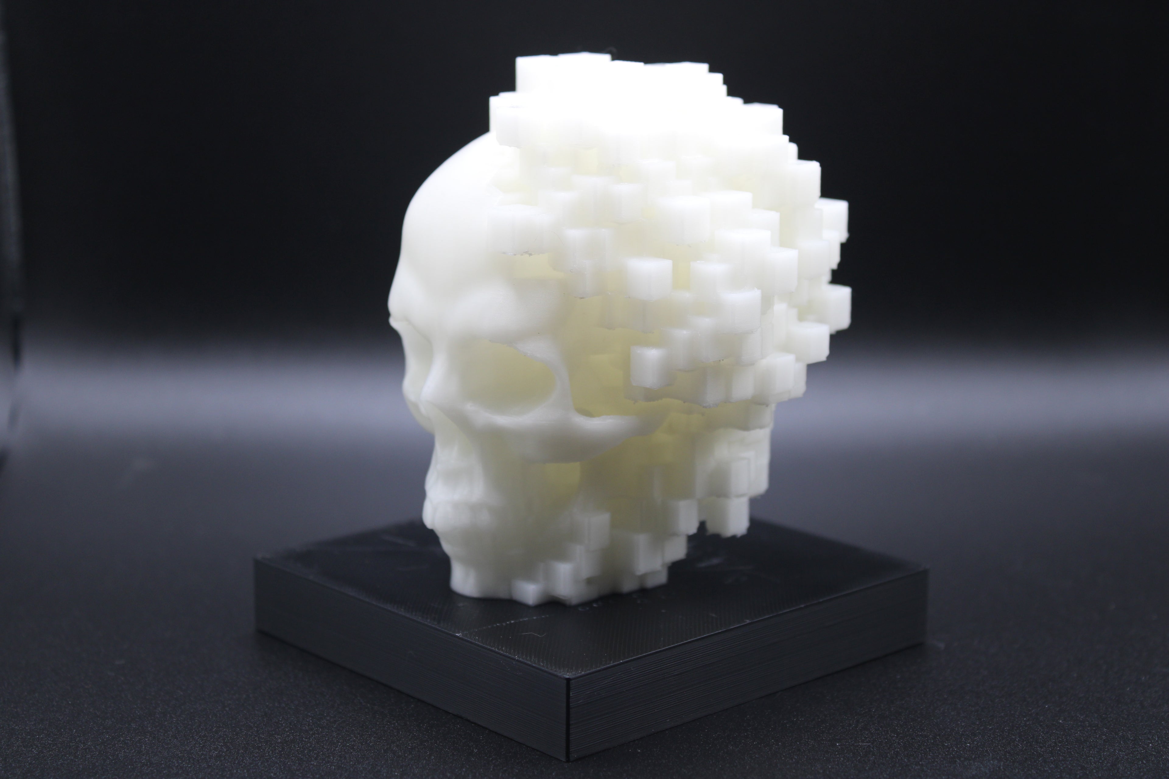 Pixelated Skull Sculpture - Glow in the Dark
