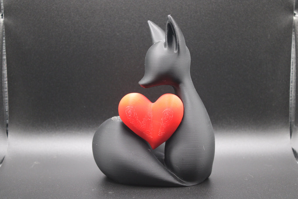 Charming Fox Heart Sculpture