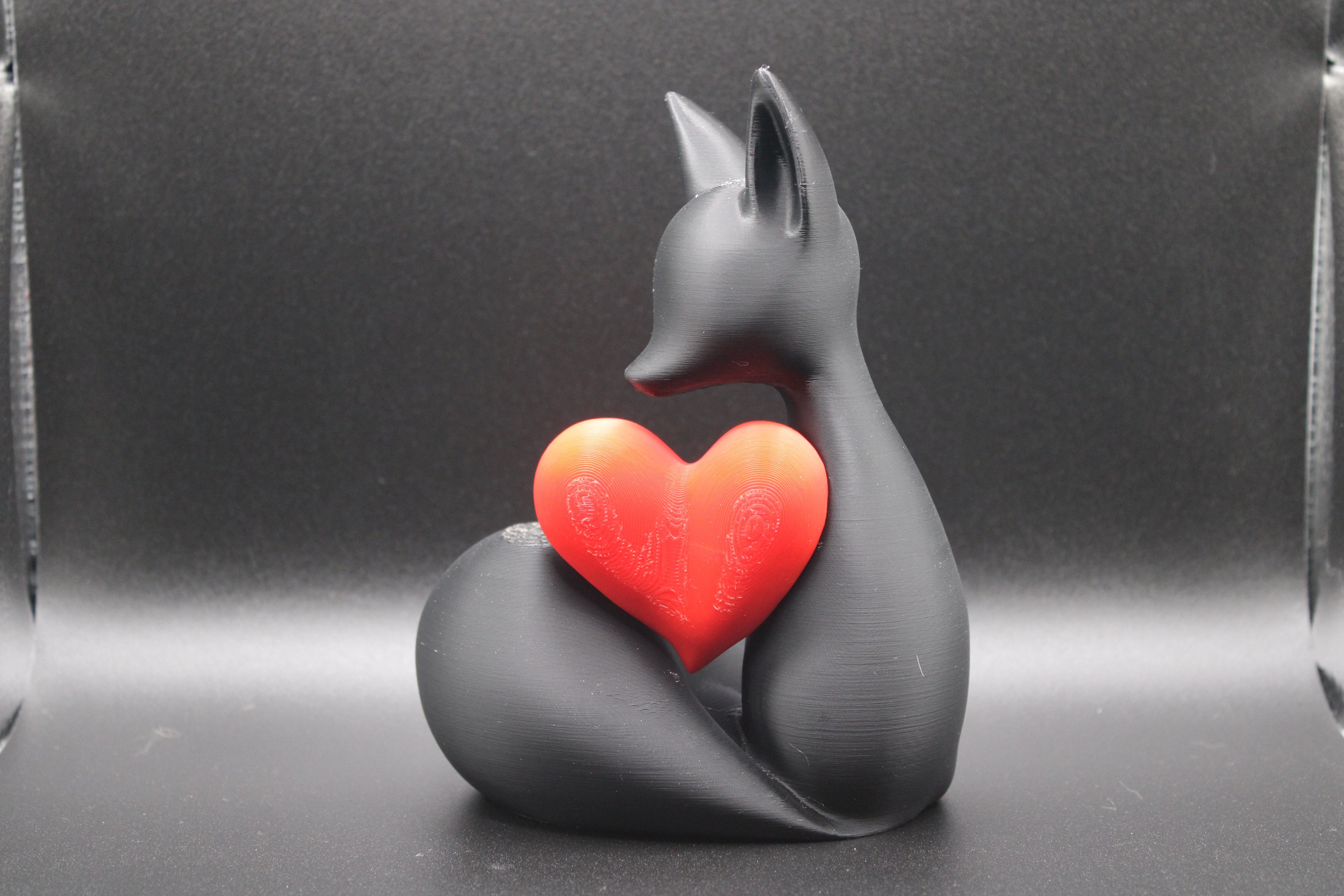 Charming Fox Heart Sculpture