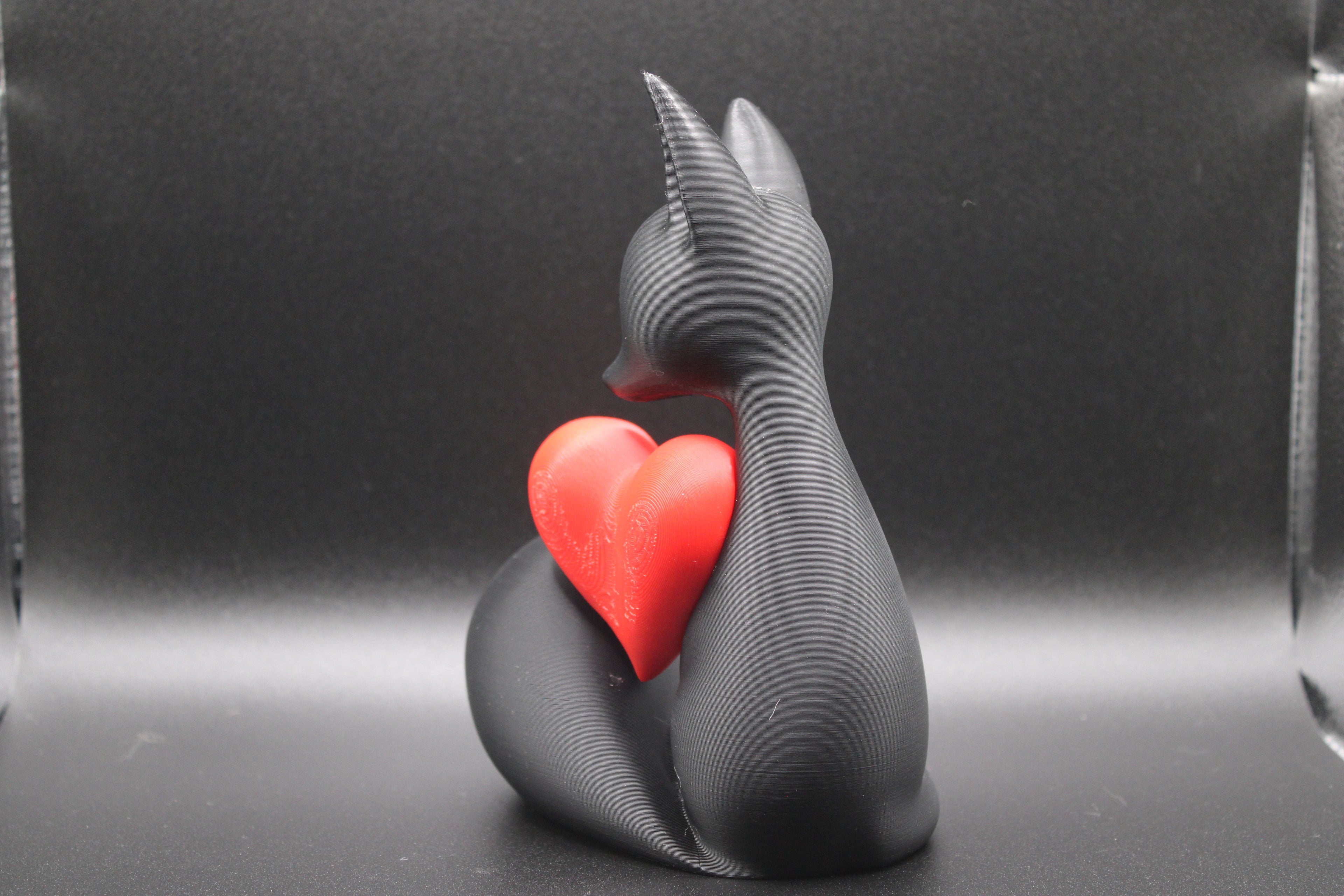Charming Fox Heart Sculpture